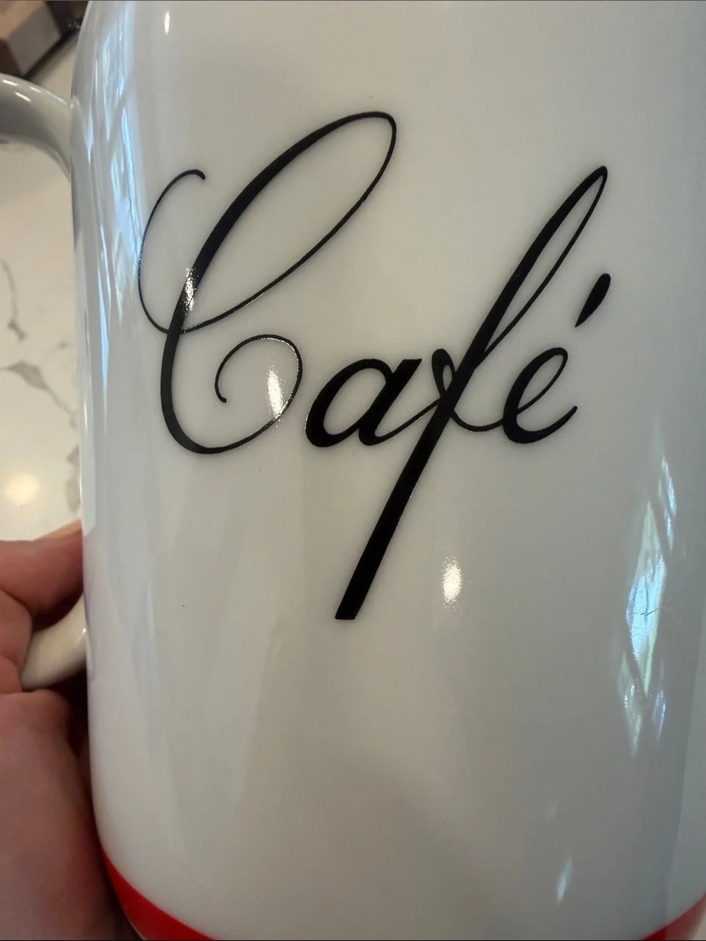 Vintage Bon Appetite White Ceramic Coffee Pot with Red Accent